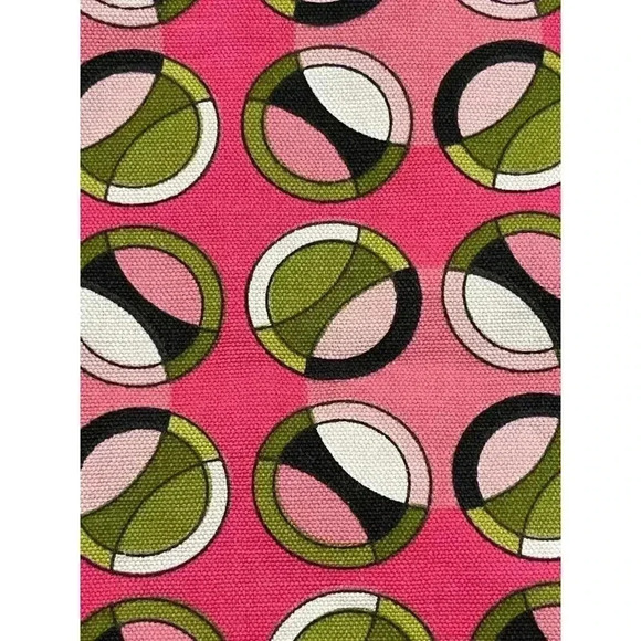 Handmade Pink Retro Print Half Apron with Black Ribbon Tie - Picture 4 of 7